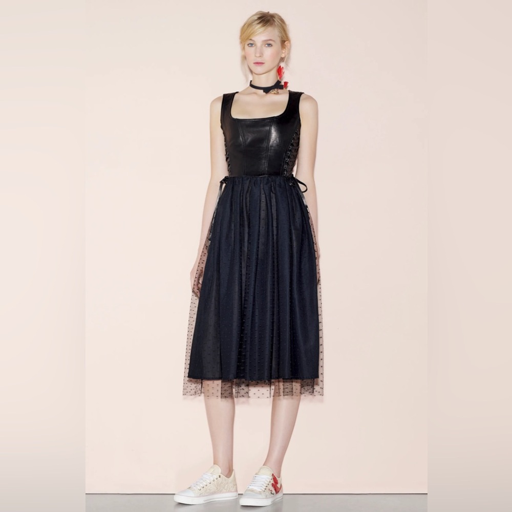 Valentino Lether Corset Tulle Dress